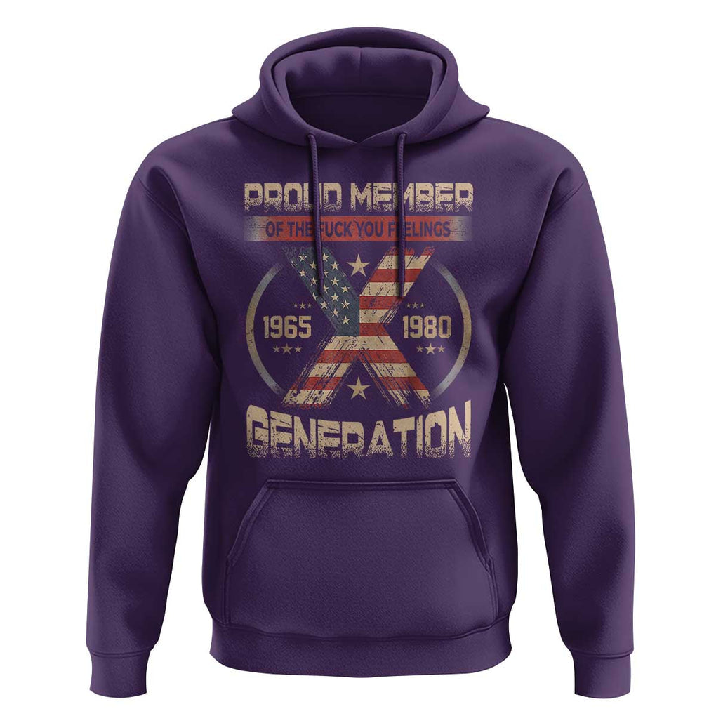 X Generation Hoodie Proud Member Of The F Your Feelings Gen X 1965 1981 Retro American Flag TS02 Purple Print Your Wear