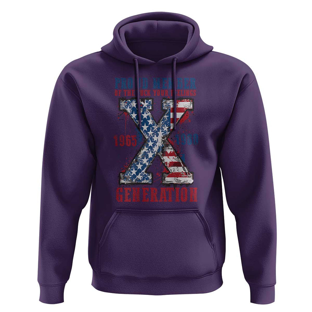 X Generation Hoodie Proud Member Of The F Your Feelings Gen X 1965 1981 American Flag TS02 Purple Print Your Wear