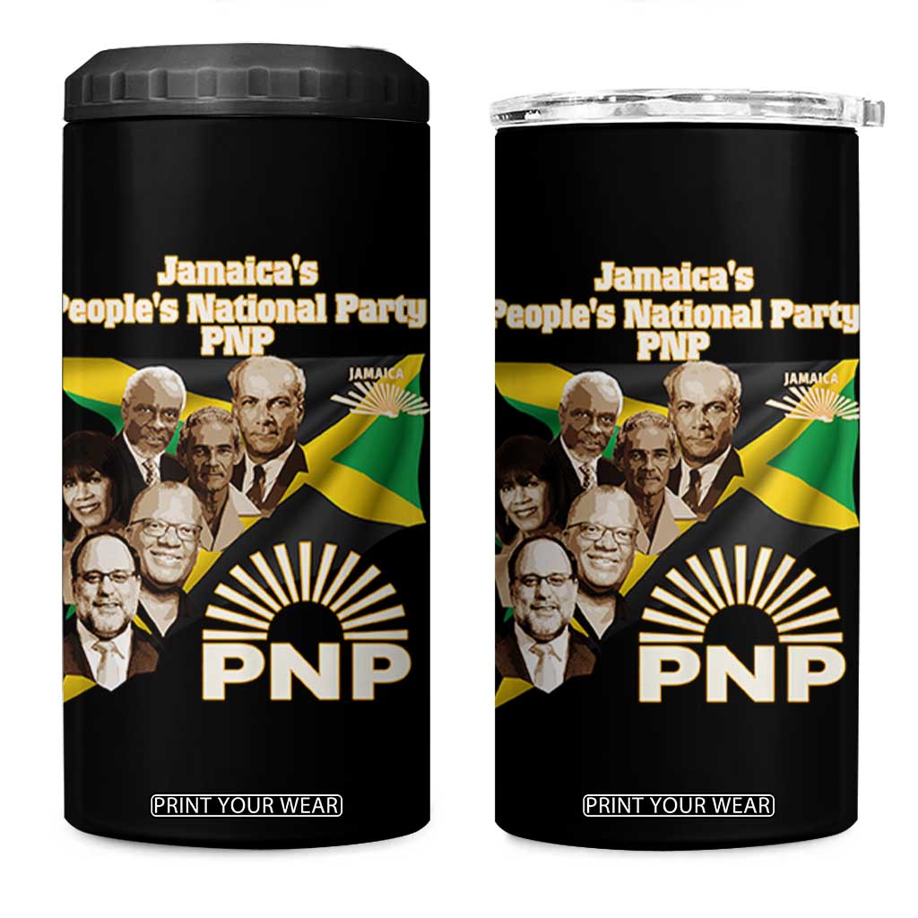 Jamaica People's National Party PNP Supporter 4 in 1 Can Cooler Tumbler Patriotic Political Leaders Tribute Jamaican Flag TS02 One Size: 16 oz Black Print Your Wear
