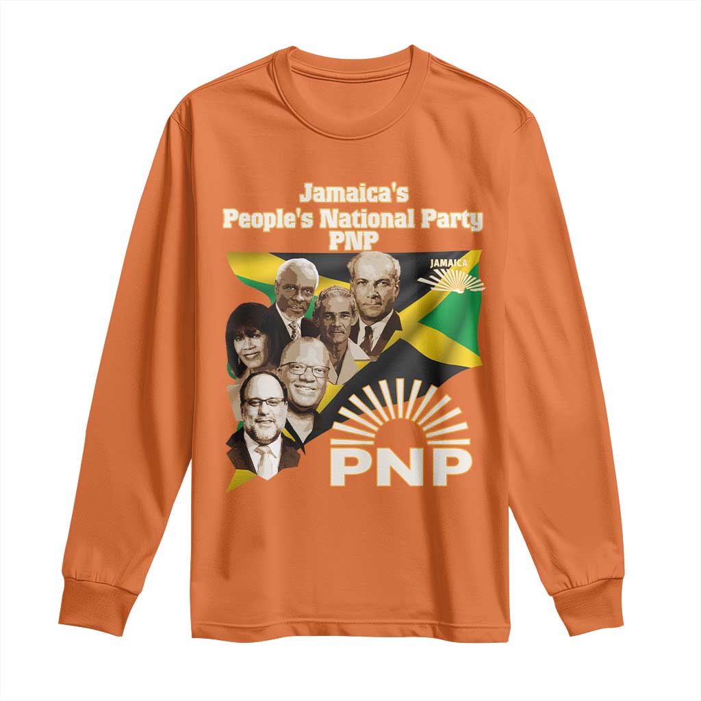Jamaica People's National Party PNP Supporter Long Sleeve Shirt Patriotic Political Leaders Tribute Jamaican Flag TS02 Orange Print Your Wear