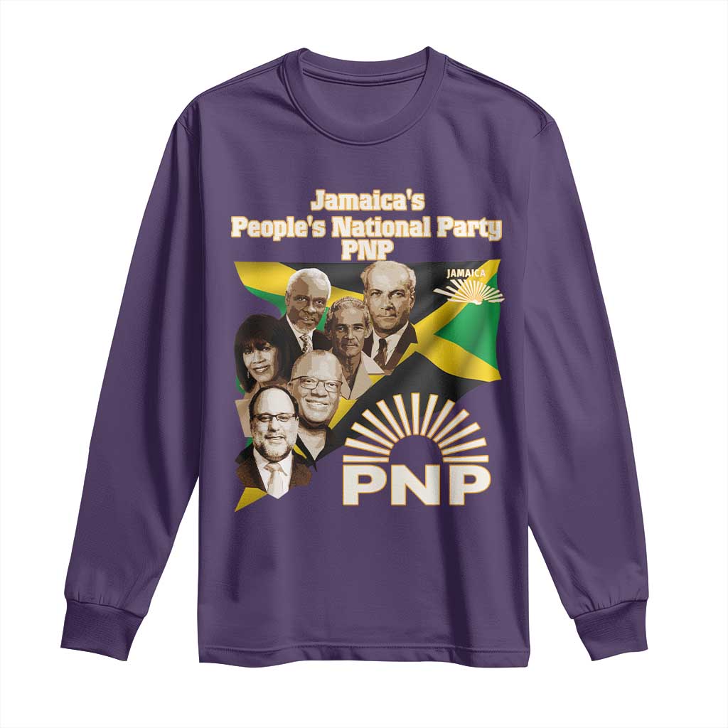 Jamaica People's National Party PNP Supporter Long Sleeve Shirt Patriotic Political Leaders Tribute Jamaican Flag TS02 Purple Print Your Wear