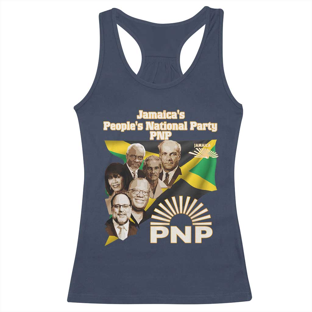 Jamaica People's National Party PNP Supporter Racerback Tank Top Patriotic Political Leaders Tribute Jamaican Flag TS02 Navy Print Your Wear