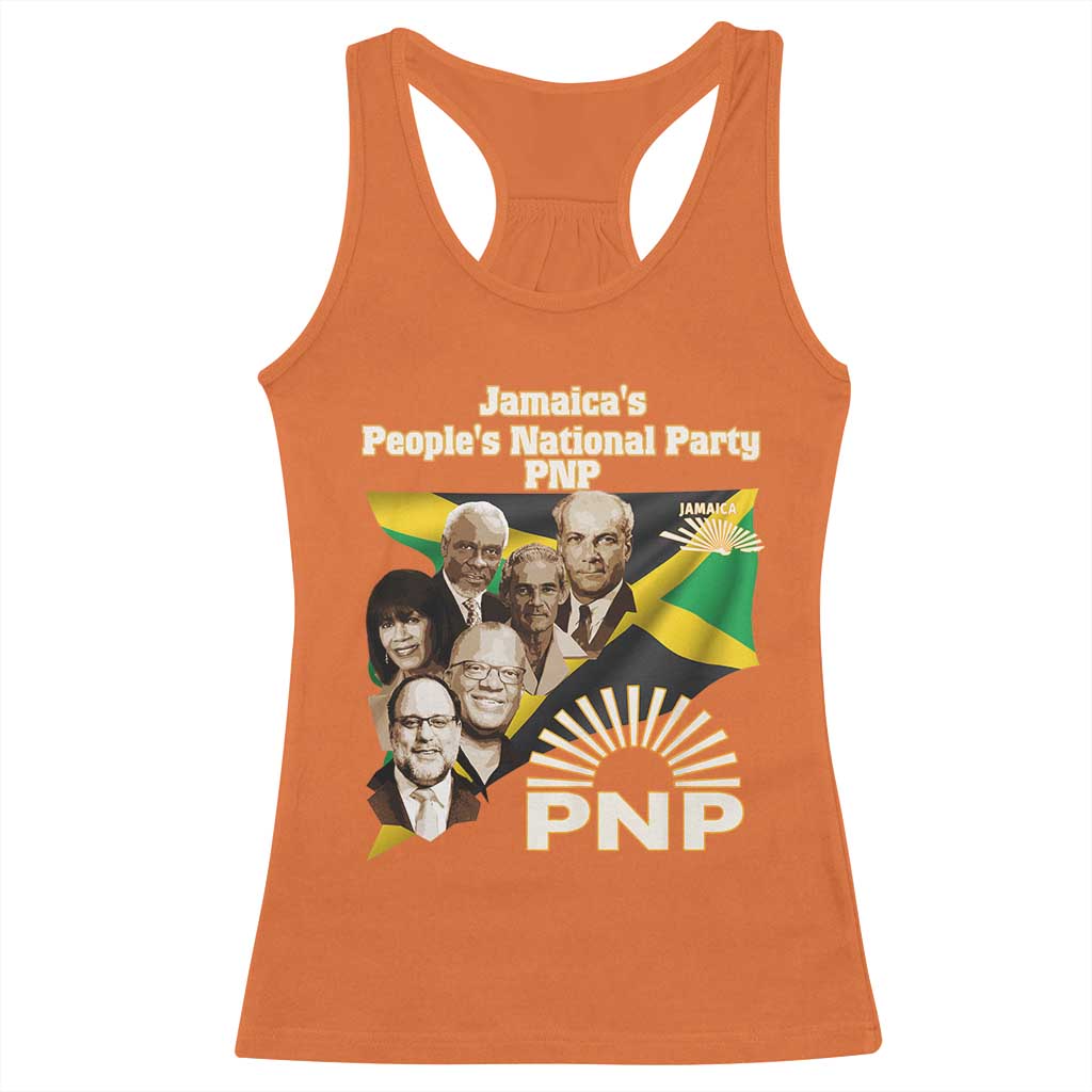 Jamaica People's National Party PNP Supporter Racerback Tank Top Patriotic Political Leaders Tribute Jamaican Flag TS02 Orange Print Your Wear