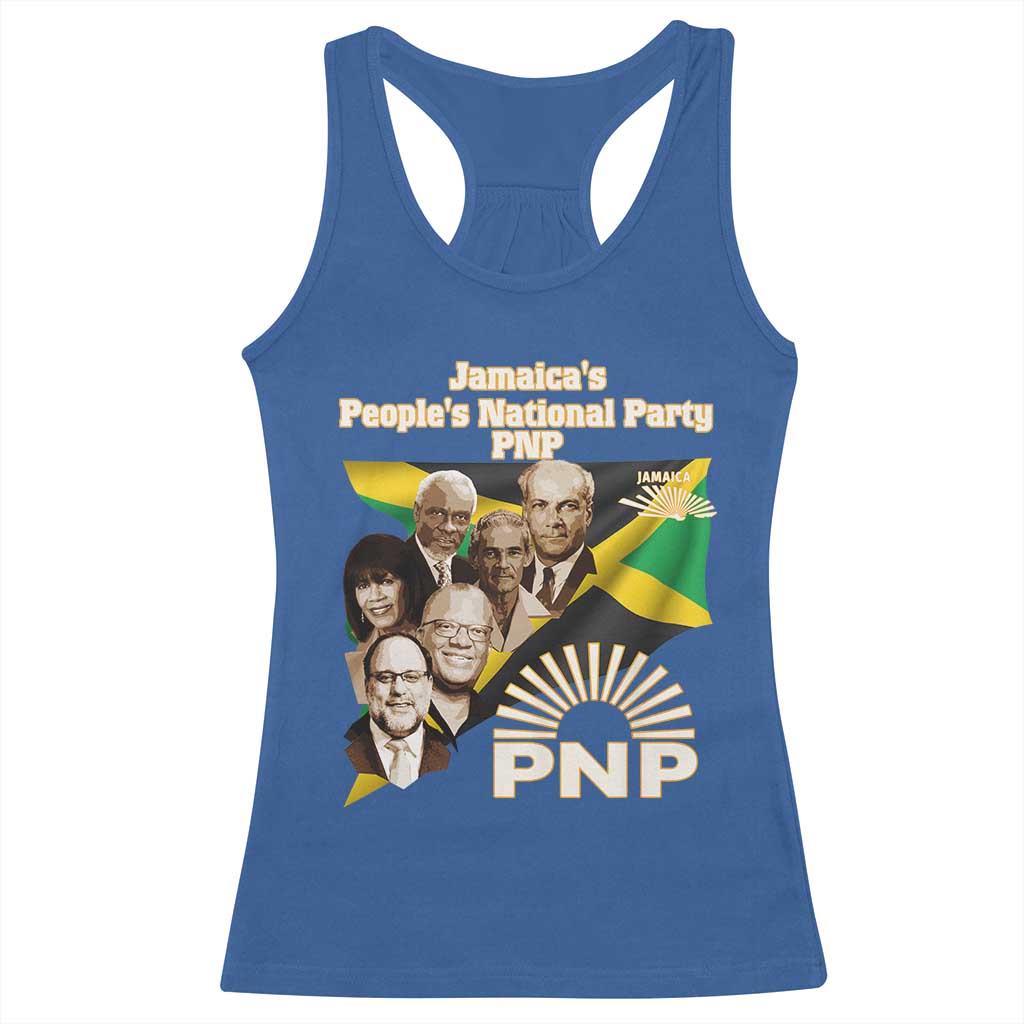 Jamaica People's National Party PNP Supporter Racerback Tank Top Patriotic Political Leaders Tribute Jamaican Flag TS02 Royal Blue Print Your Wear