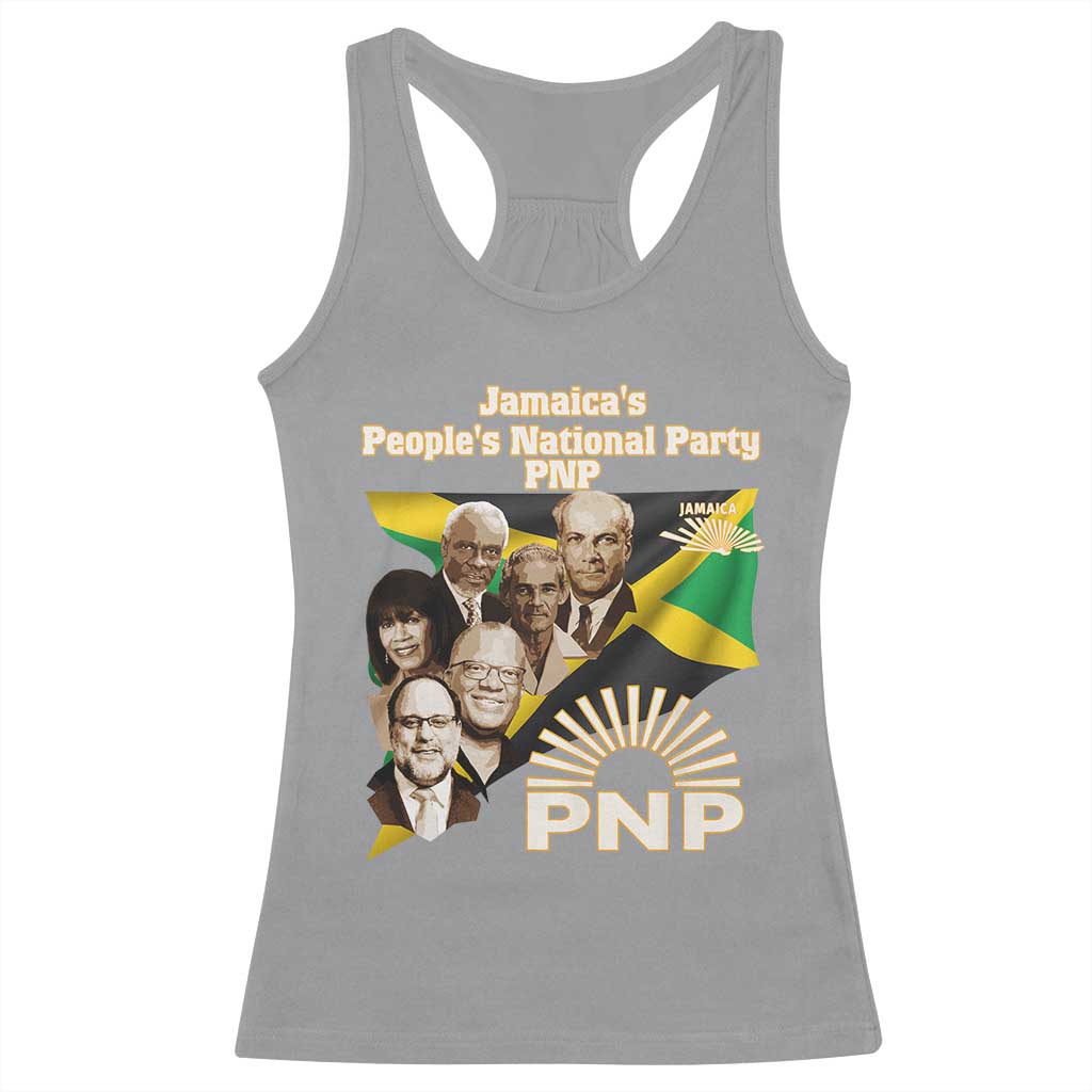 Jamaica People's National Party PNP Supporter Racerback Tank Top Patriotic Political Leaders Tribute Jamaican Flag TS02 Sport Gray Print Your Wear