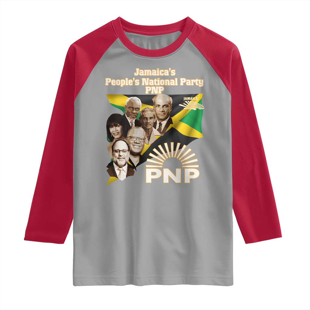 Jamaica People's National Party PNP Supporter Raglan Shirt Patriotic Political Leaders Tribute Jamaican Flag TS02 Sport Gray Red Print Your Wear
