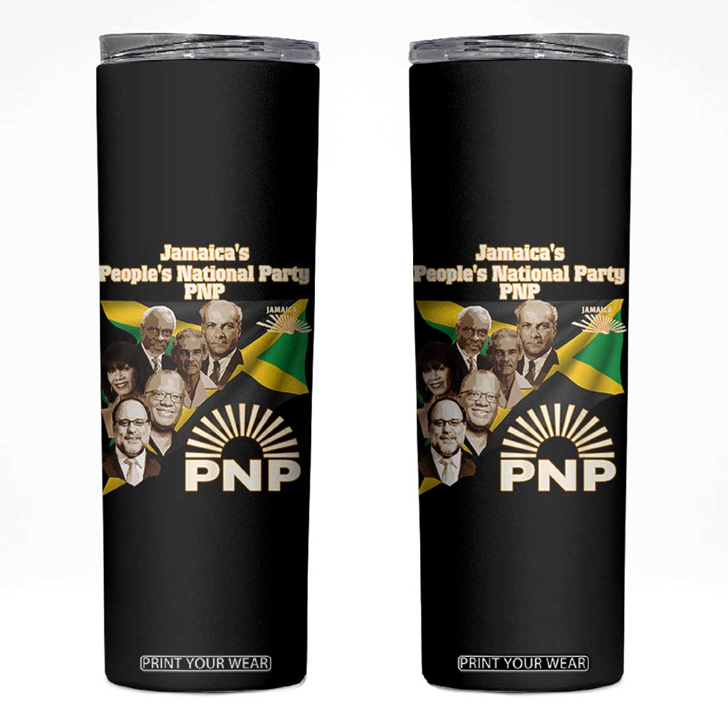 Jamaica People's National Party PNP Supporter Skinny Tumbler Patriotic Political Leaders Tribute Jamaican Flag TS02 Black Print Your Wear
