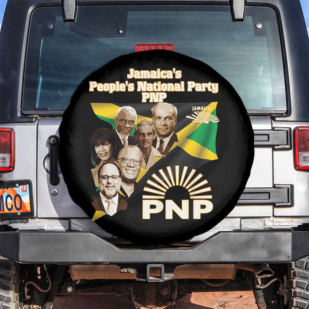 Jamaica People's National Party PNP Supporter Spare Tire Cover Patriotic Political Leaders Tribute Jamaican Flag TS02 No hole Black Print Your Wear