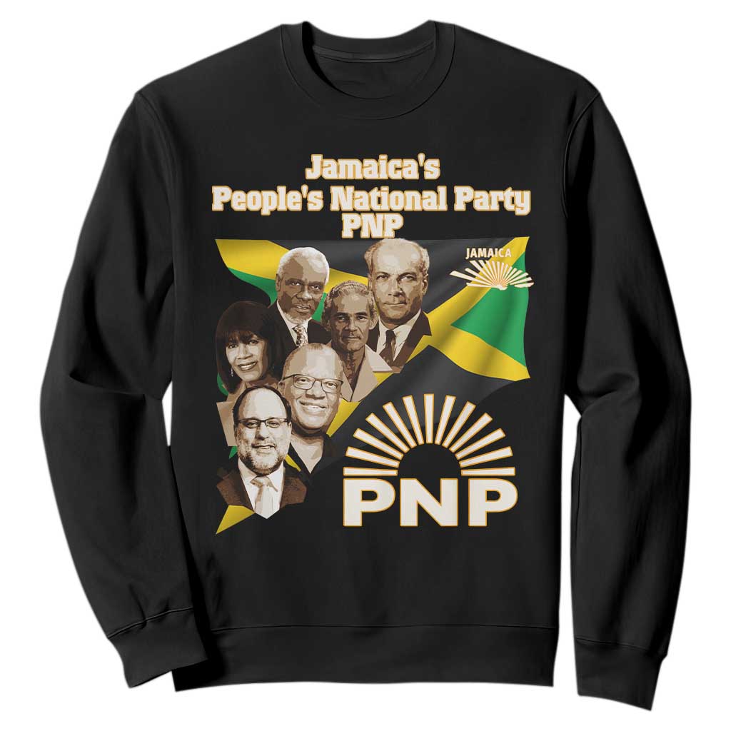 Jamaica People's National Party PNP Supporter Sweatshirt Patriotic Political Leaders Tribute Jamaican Flag TS02 Black Print Your Wear
