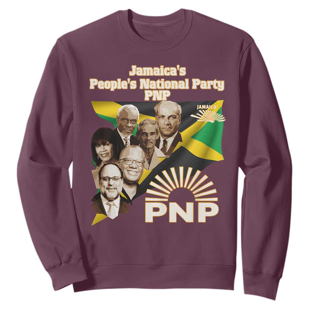 Jamaica People's National Party PNP Supporter Sweatshirt Patriotic Political Leaders Tribute Jamaican Flag TS02 Maroon Print Your Wear