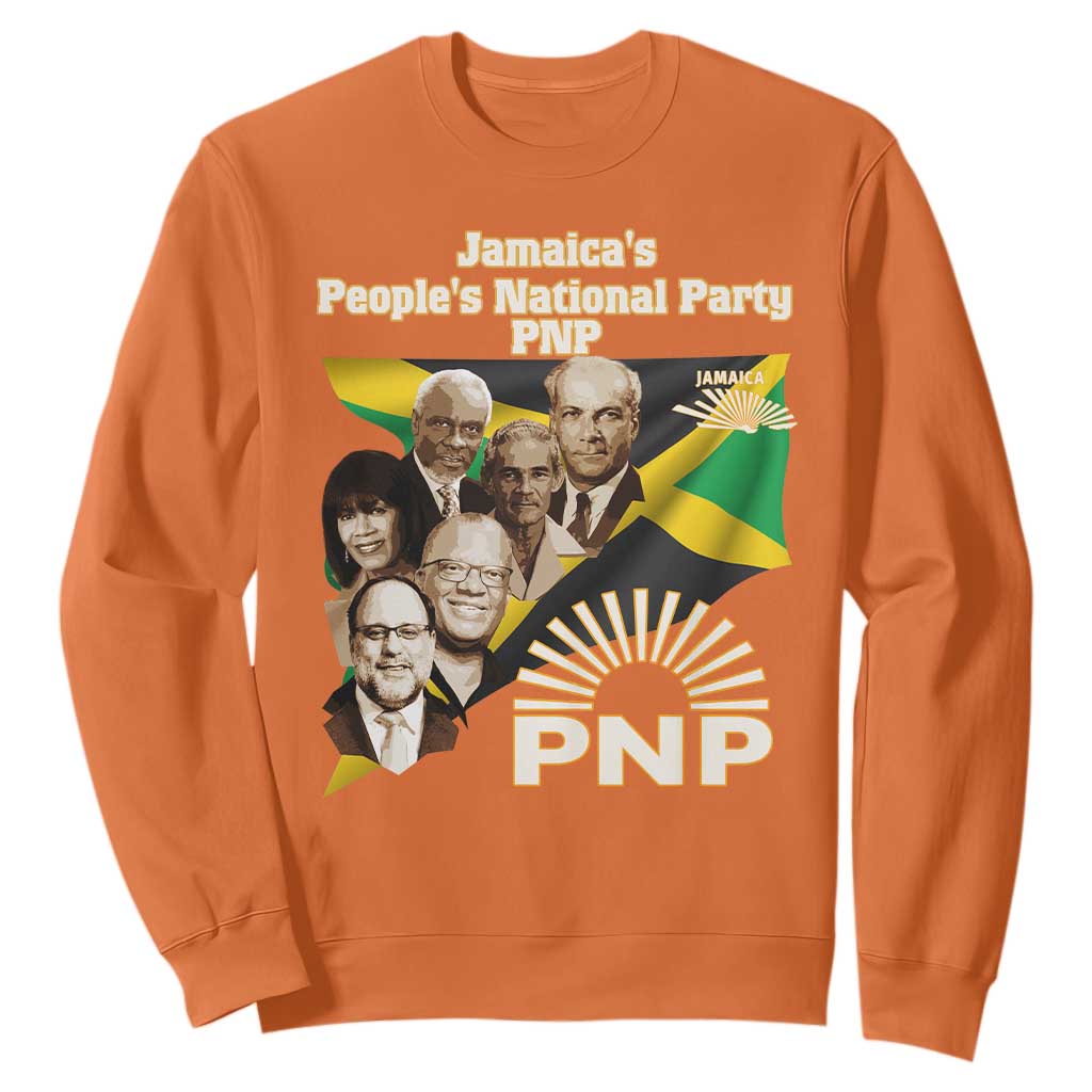 Jamaica People's National Party PNP Supporter Sweatshirt Patriotic Political Leaders Tribute Jamaican Flag TS02 Orange Print Your Wear