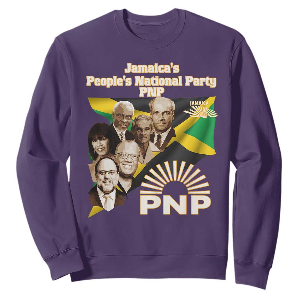 Jamaica People's National Party PNP Supporter Sweatshirt Patriotic Political Leaders Tribute Jamaican Flag TS02 Purple Print Your Wear