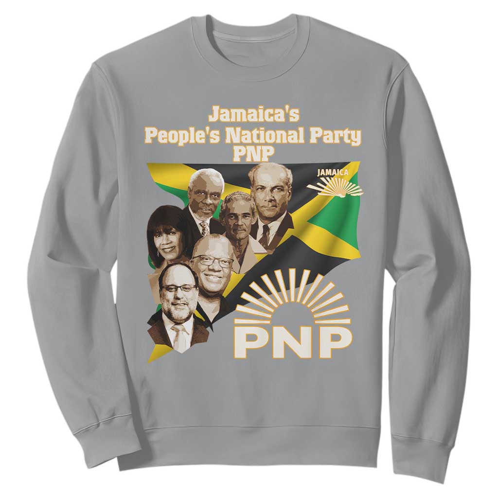 Jamaica People's National Party PNP Supporter Sweatshirt Patriotic Political Leaders Tribute Jamaican Flag TS02 Sport Gray Print Your Wear