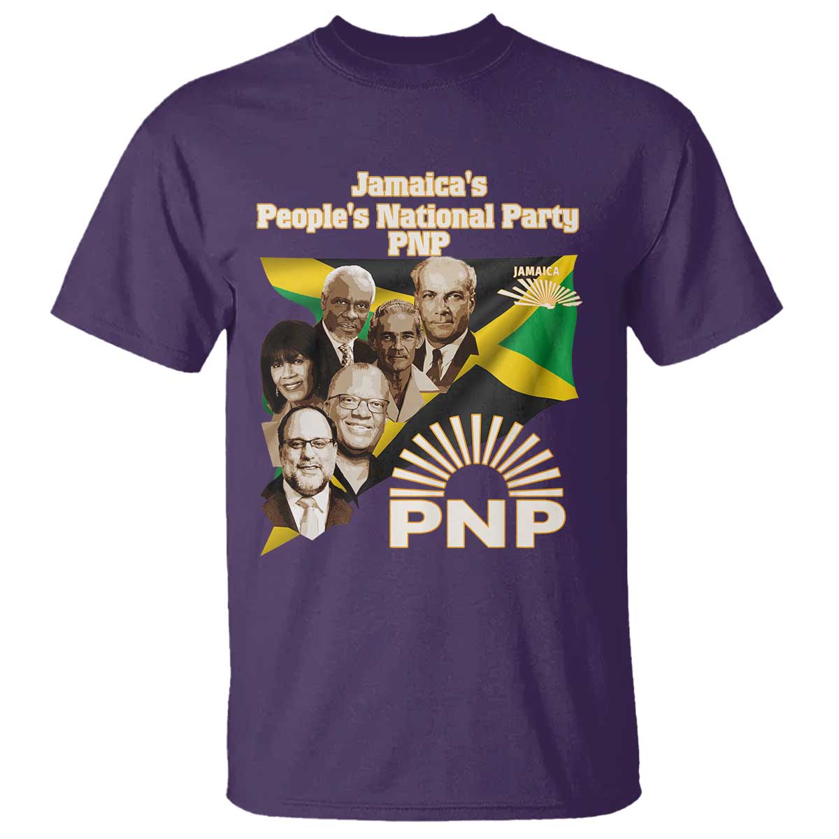 Jamaica People's National Party PNP Supporter T Shirt Patriotic Political Leaders Tribute Jamaican Flag TS02 Purple Print Your Wear