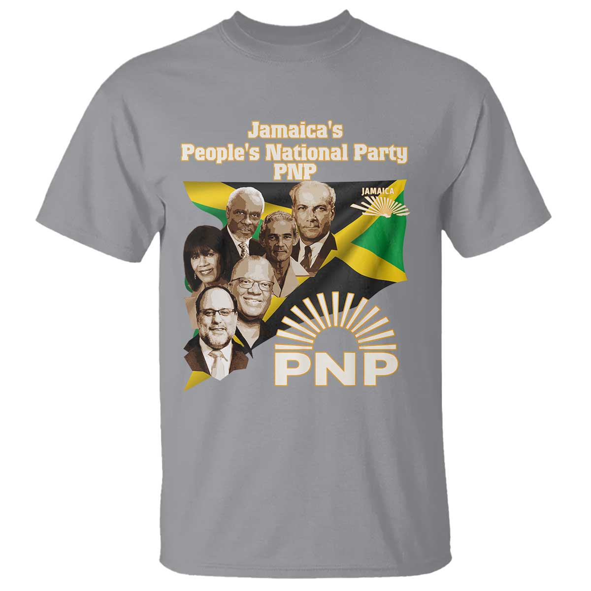 Jamaica People's National Party PNP Supporter T Shirt Patriotic Political Leaders Tribute Jamaican Flag TS02 Sport Gray Print Your Wear