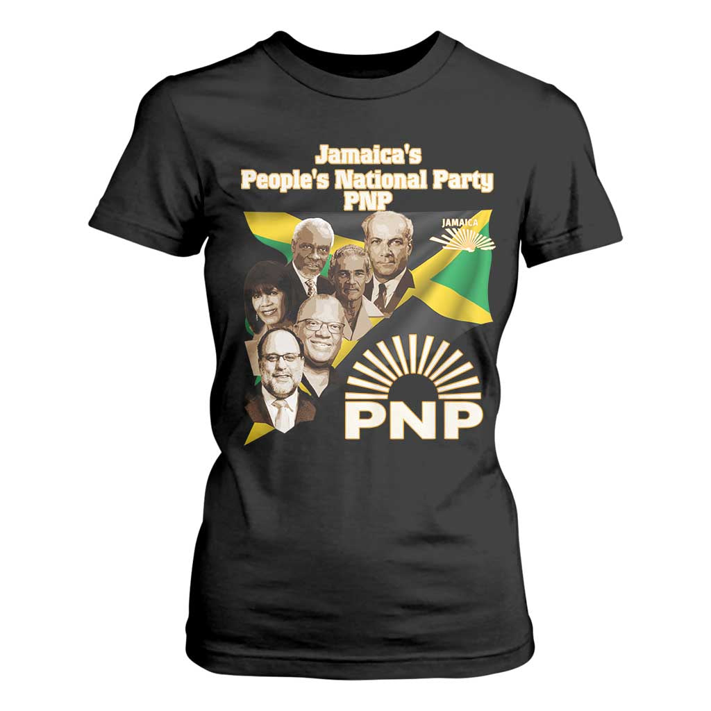 Jamaica People's National Party PNP Supporter T Shirt For Women Patriotic Political Leaders Tribute Jamaican Flag TS02 Black Print Your Wear