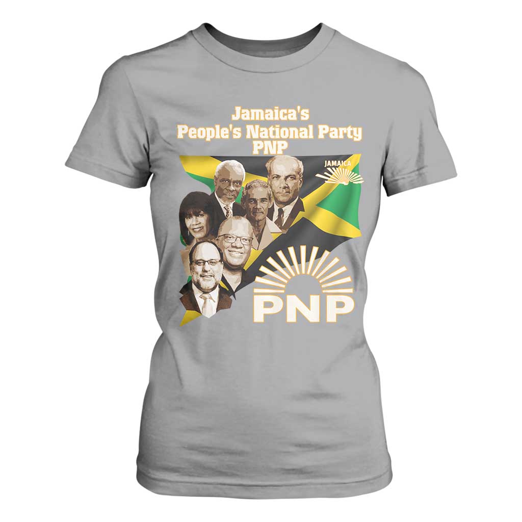 Jamaica People's National Party PNP Supporter T Shirt For Women Patriotic Political Leaders Tribute Jamaican Flag TS02 Sport Gray Print Your Wear