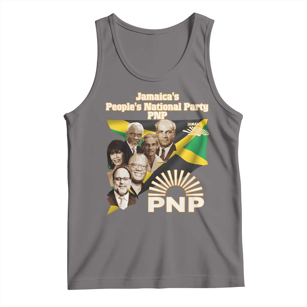 Jamaica People's National Party PNP Supporter Tank Top Patriotic Political Leaders Tribute Jamaican Flag TS02 Deep Heather Print Your Wear