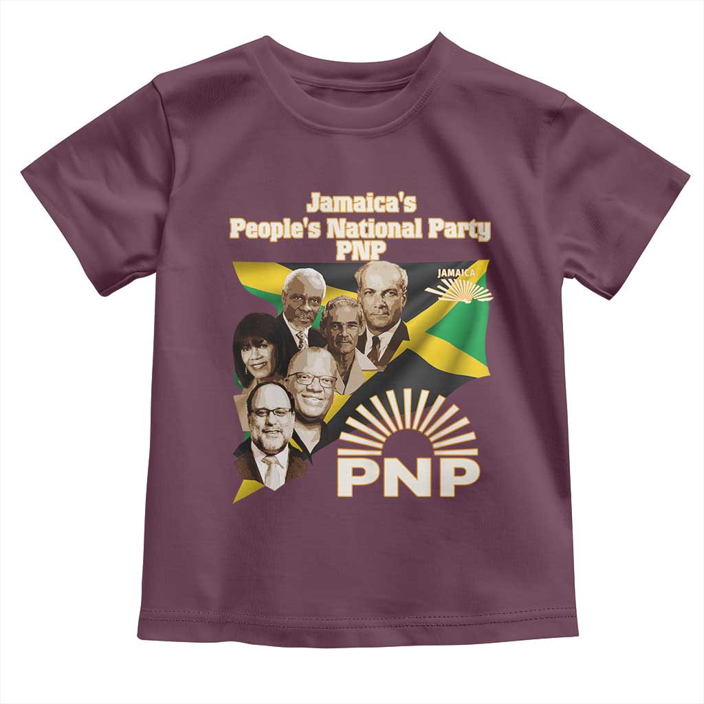 Jamaica People's National Party PNP Supporter Toddler T Shirt Patriotic Political Leaders Tribute Jamaican Flag TS02 Maroon Print Your Wear