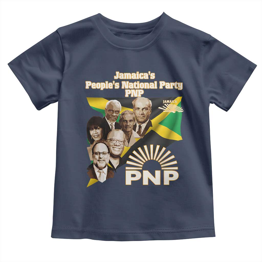 Jamaica People's National Party PNP Supporter Toddler T Shirt Patriotic Political Leaders Tribute Jamaican Flag TS02 Navy Print Your Wear