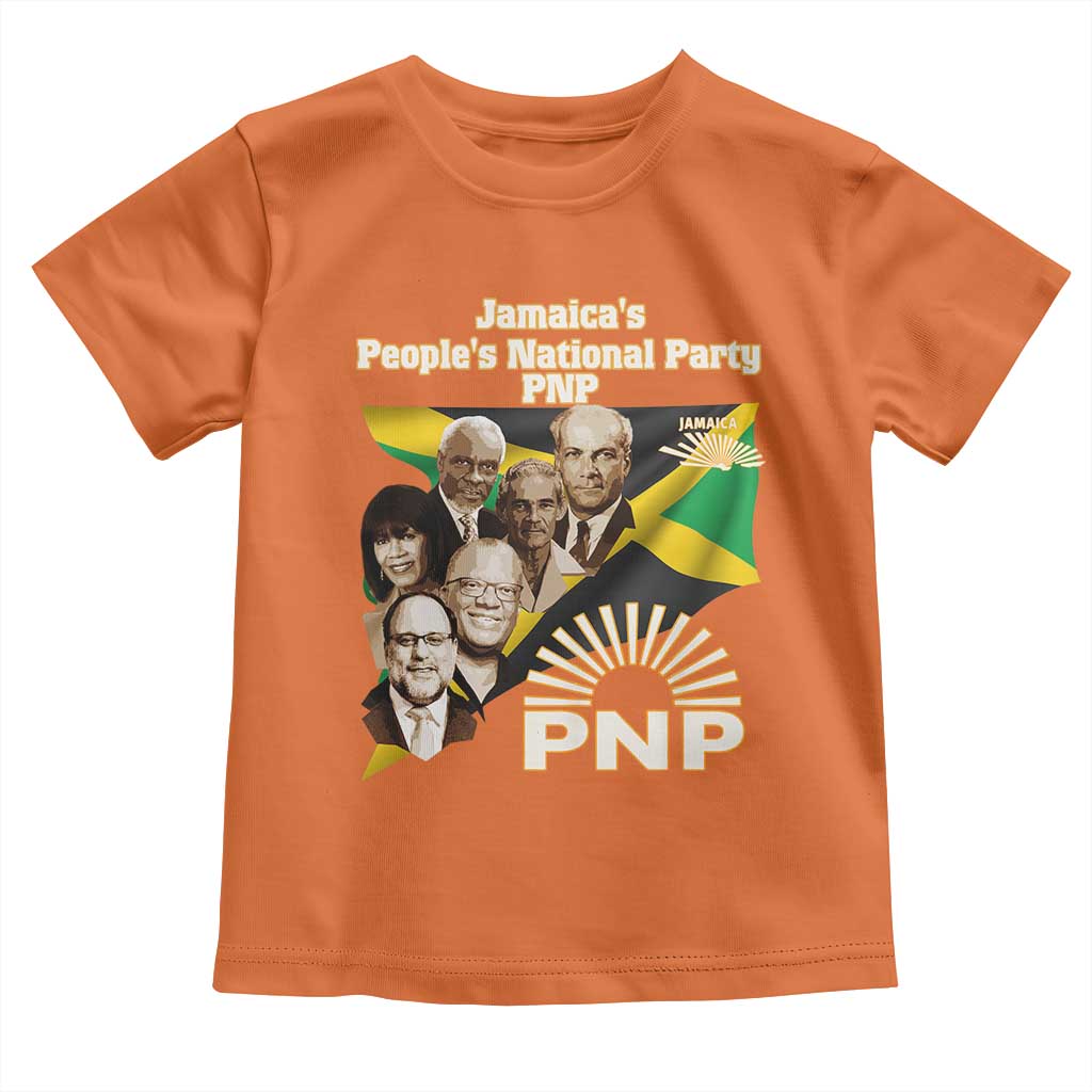 Jamaica People's National Party PNP Supporter Toddler T Shirt Patriotic Political Leaders Tribute Jamaican Flag TS02 Orange Print Your Wear