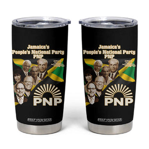 Jamaica People's National Party PNP Supporter Tumbler Cup Patriotic Political Leaders Tribute Jamaican Flag TS02 Black Print Your Wear