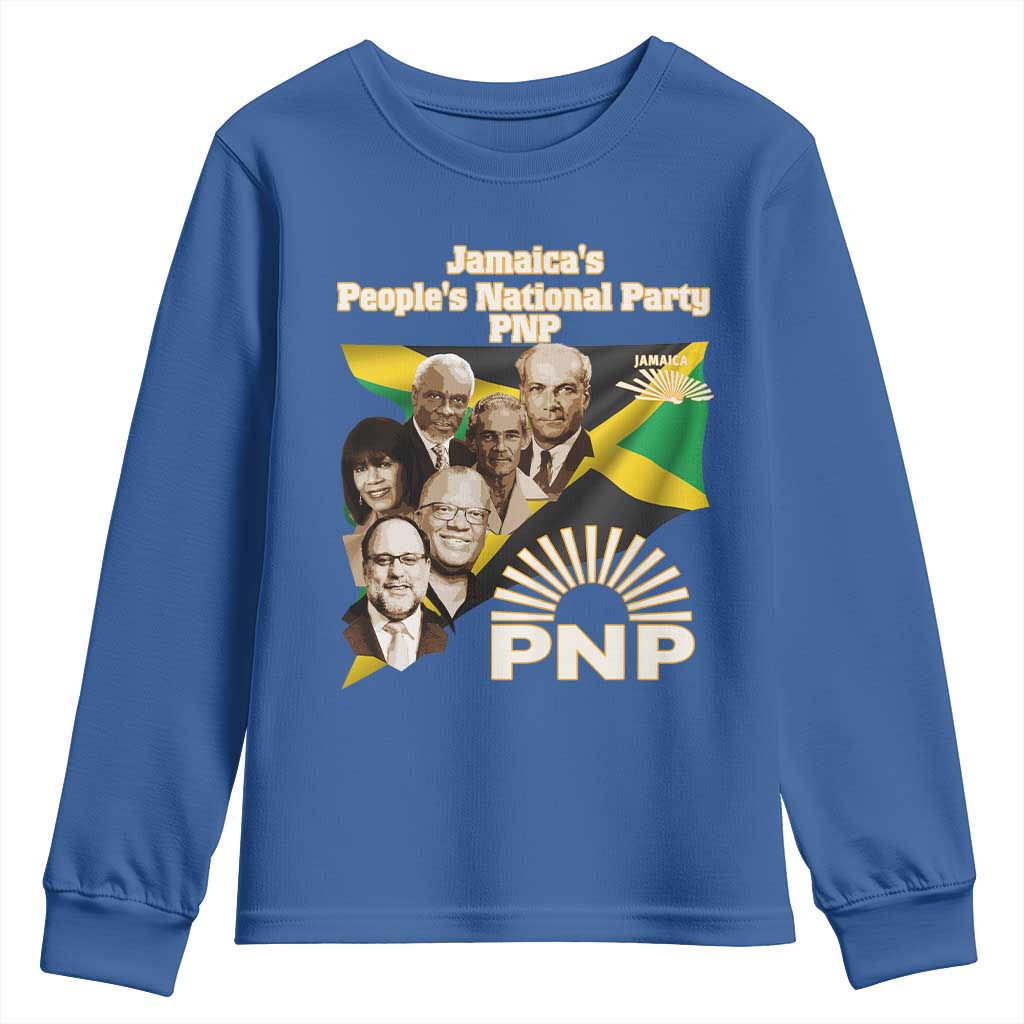 Jamaica People's National Party PNP Supporter Youth Sweatshirt Patriotic Political Leaders Tribute Jamaican Flag TS02 Royal Blue Print Your Wear