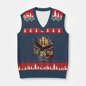 Patriotic American Eagle 9 11 Memorial 25th Anniversary V-Neck Knit Sweater Vest 25 Years 2021 2026 Never Forget