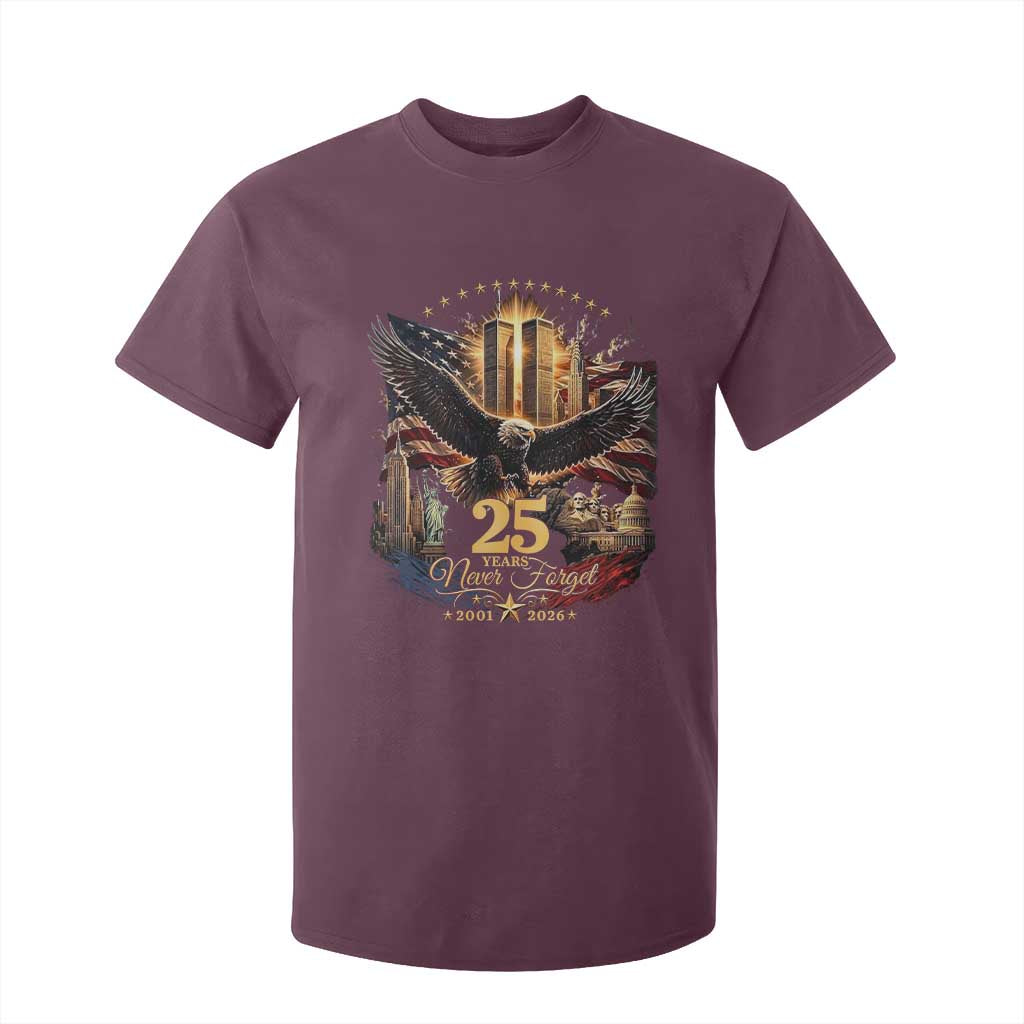 Patriotic American Eagle 9 11 Memorial 25th Anniversary T Shirt For Kid 25 Years 2021 2026 Never Forget