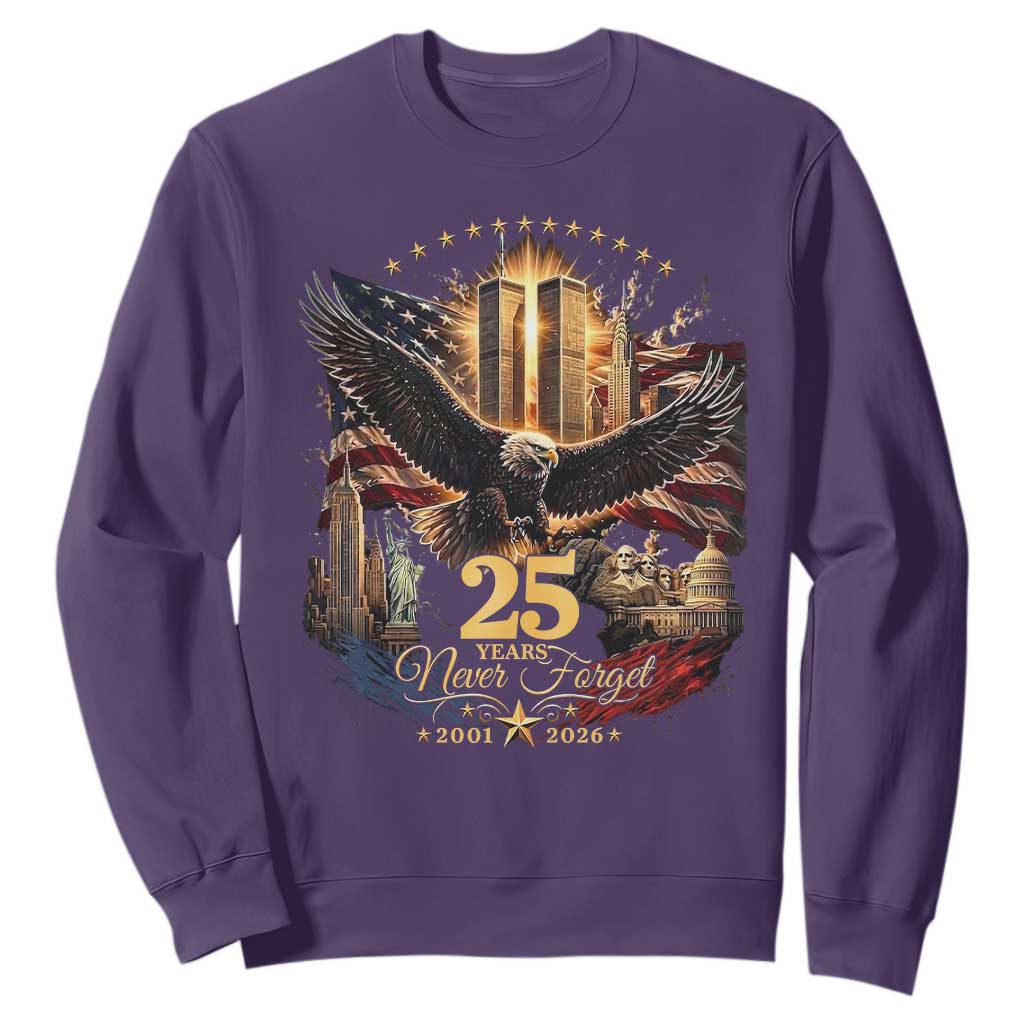 Patriotic American Eagle 9 11 Memorial 25th Anniversary Sweatshirt 25 Years 2021 2026 Never Forget