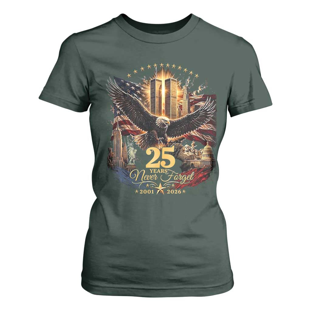 Patriotic American Eagle 9 11 Memorial 25th Anniversary T Shirt For Women 25 Years 2021 2026 Never Forget