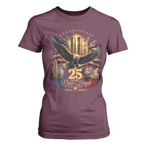 Patriotic American Eagle 9 11 Memorial 25th Anniversary T Shirt For Women 25 Years 2021 2026 Never Forget