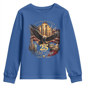 Patriotic American Eagle 9 11 Memorial 25th Anniversary Youth Sweatshirt 25 Years 2021 2026 Never Forget