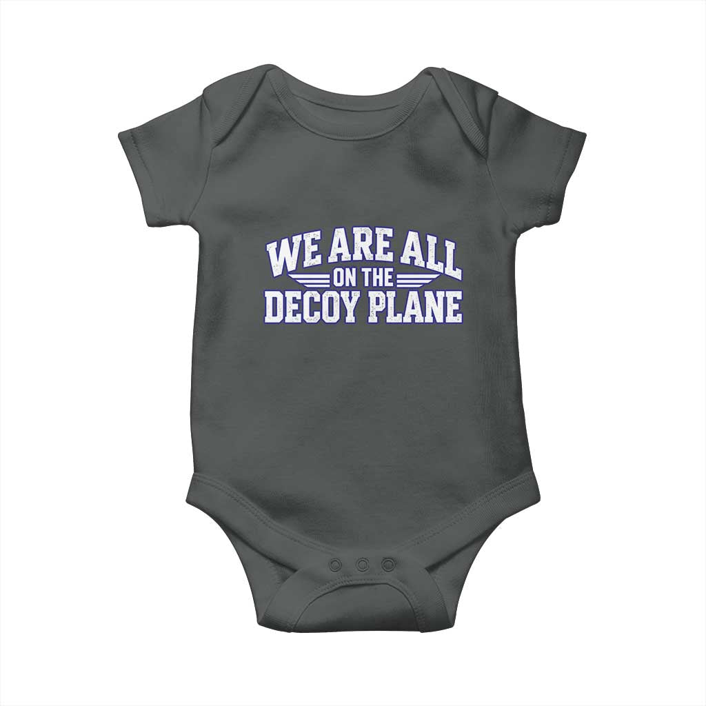 We Are All On The Decoy Plane Theories Aviator Wings Blue Baby Onesie Funny Satirical Meme Conspiracy Commentary