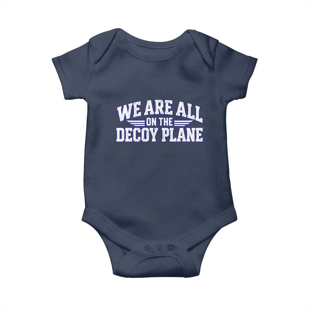 We Are All On The Decoy Plane Theories Aviator Wings Blue Baby Onesie Funny Satirical Meme Conspiracy Commentary