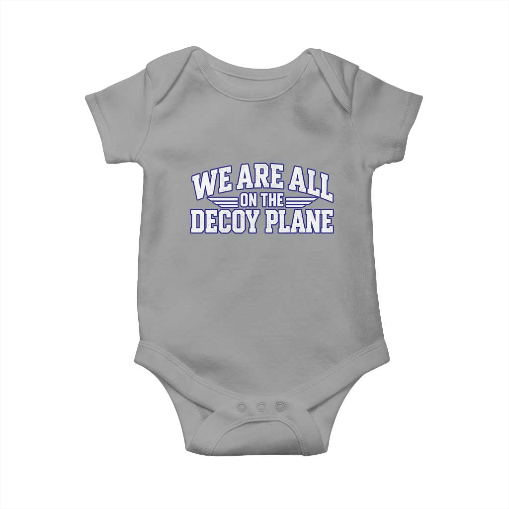 We Are All On The Decoy Plane Theories Aviator Wings Blue Baby Onesie Funny Satirical Meme Conspiracy Commentary