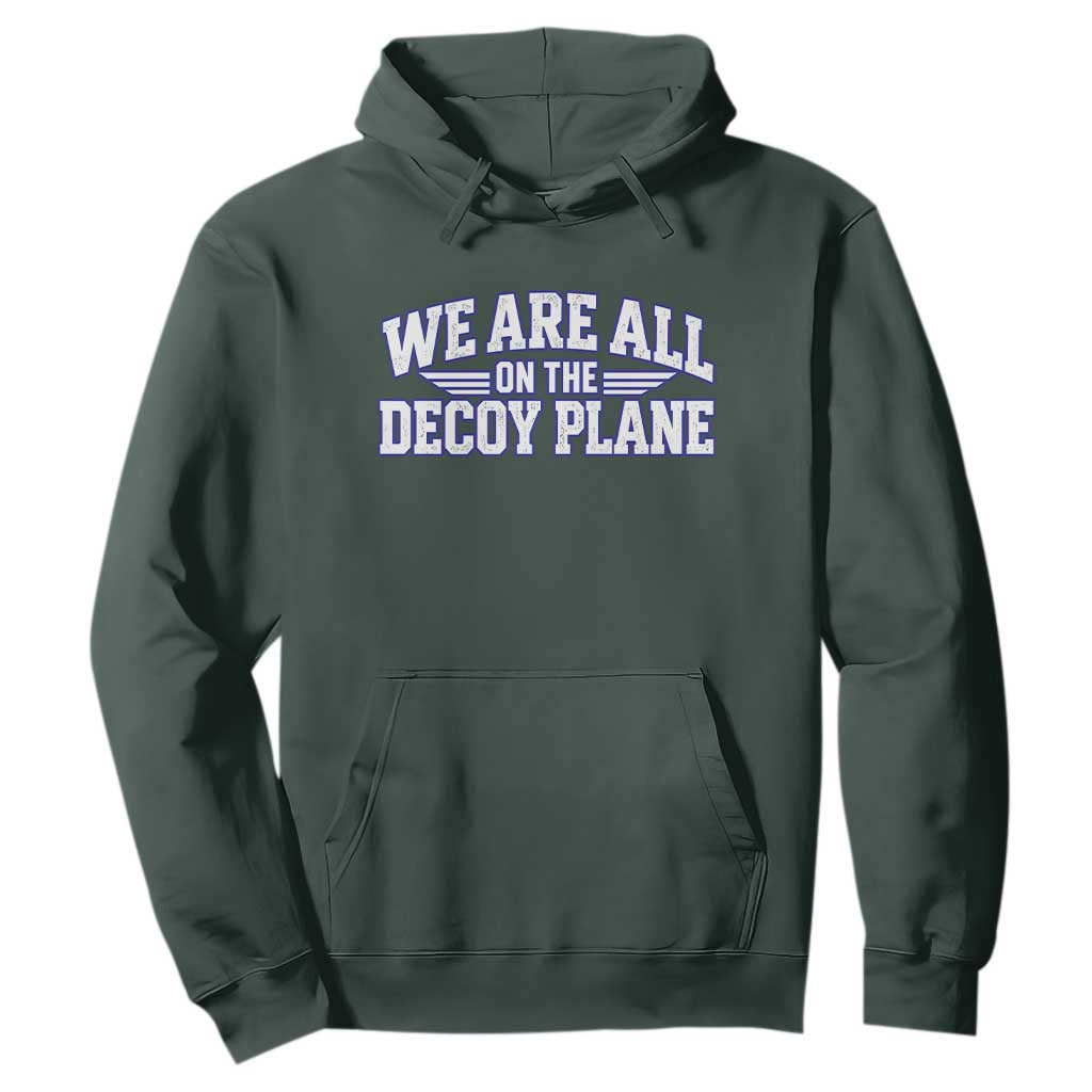 We Are All On The Decoy Plane Theories Aviator Wings Blue Hoodie Funny Satirical Meme Conspiracy Commentary