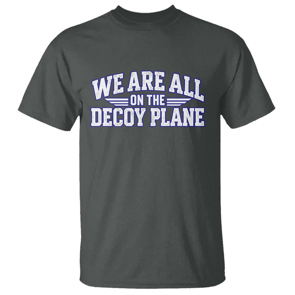 We Are All On The Decoy Plane Theories Aviator Wings Blue T Shirt Funny Satirical Meme Conspiracy Commentary
