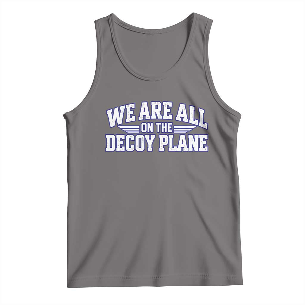 We Are All On The Decoy Plane Theories Aviator Wings Blue Tank Top Funny Satirical Meme Conspiracy Commentary