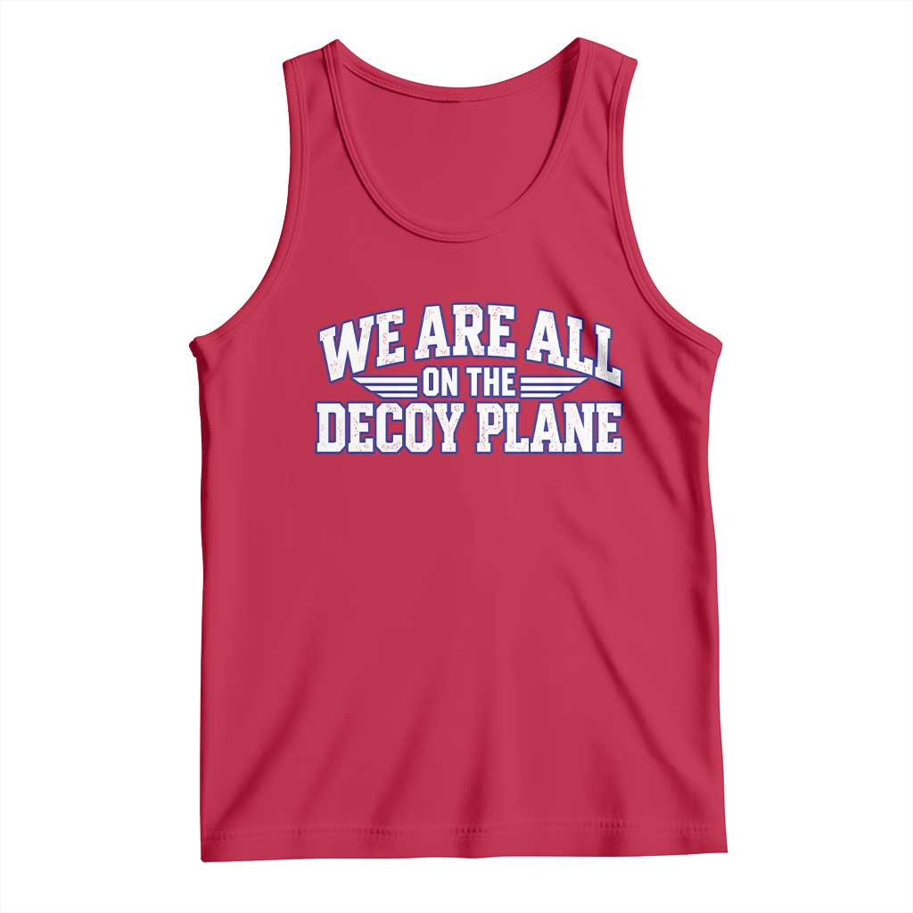 We Are All On The Decoy Plane Theories Aviator Wings Blue Tank Top Funny Satirical Meme Conspiracy Commentary