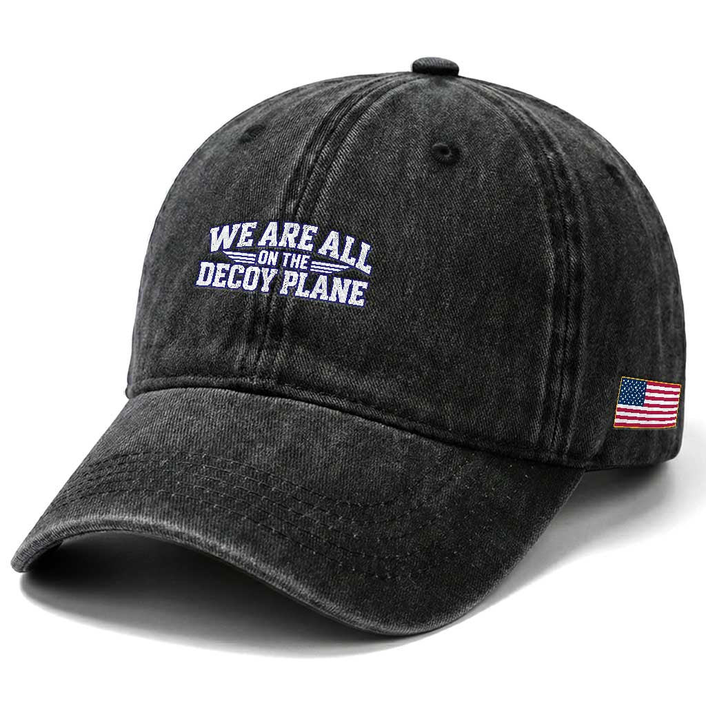 We Are All On The Decoy Plane Theories Aviator Wings Blue Washed Cotton Baseball Cap Funny Satirical Meme Conspiracy Commentary