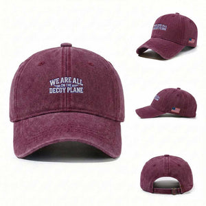We Are All On The Decoy Plane Theories Aviator Wings Blue Washed Cotton Baseball Cap Funny Satirical Meme Conspiracy Commentary