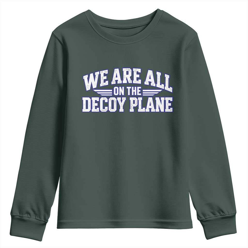 We Are All On The Decoy Plane Theories Aviator Wings Blue Youth Sweatshirt Funny Satirical Meme Conspiracy Commentary