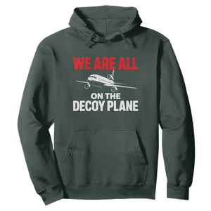 We Are All On The Decoy Plane Theories Trijet Aircraft Graphic Hoodie Funny Satirical Meme Conspiracy Commentary