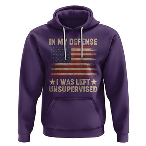 Funny Quotes Hoodie In My Defense I Was Left Unsupervised American Flag TS02 Purple Printyourwear