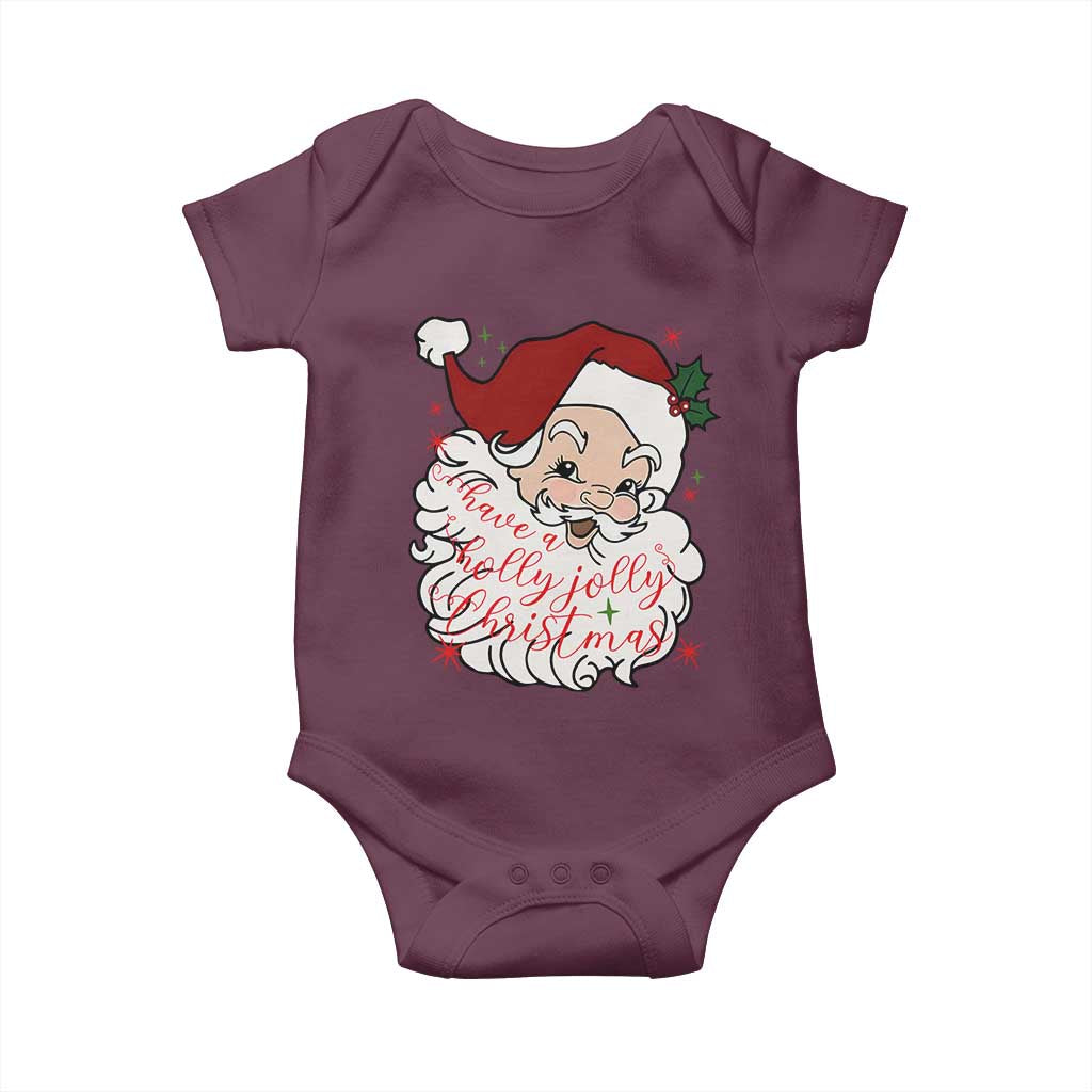 Vintage Christmas Santa Claus Face Xmas Funny Old Fashioned Baby Onesie TS02 Maroon Print Your Wear