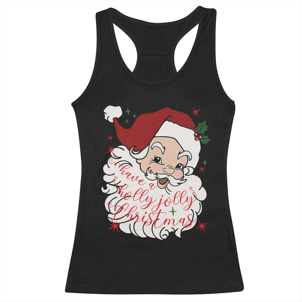 Vintage Christmas Santa Claus Face Xmas Funny Old Fashioned Racerback Tank Top TS02 Black Print Your Wear