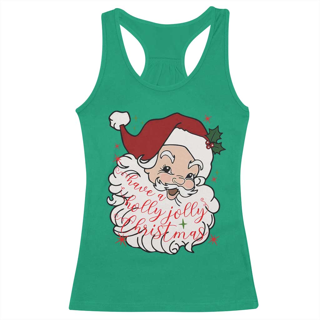 Vintage Christmas Santa Claus Face Xmas Funny Old Fashioned Racerback Tank Top TS02 Irish Green Print Your Wear