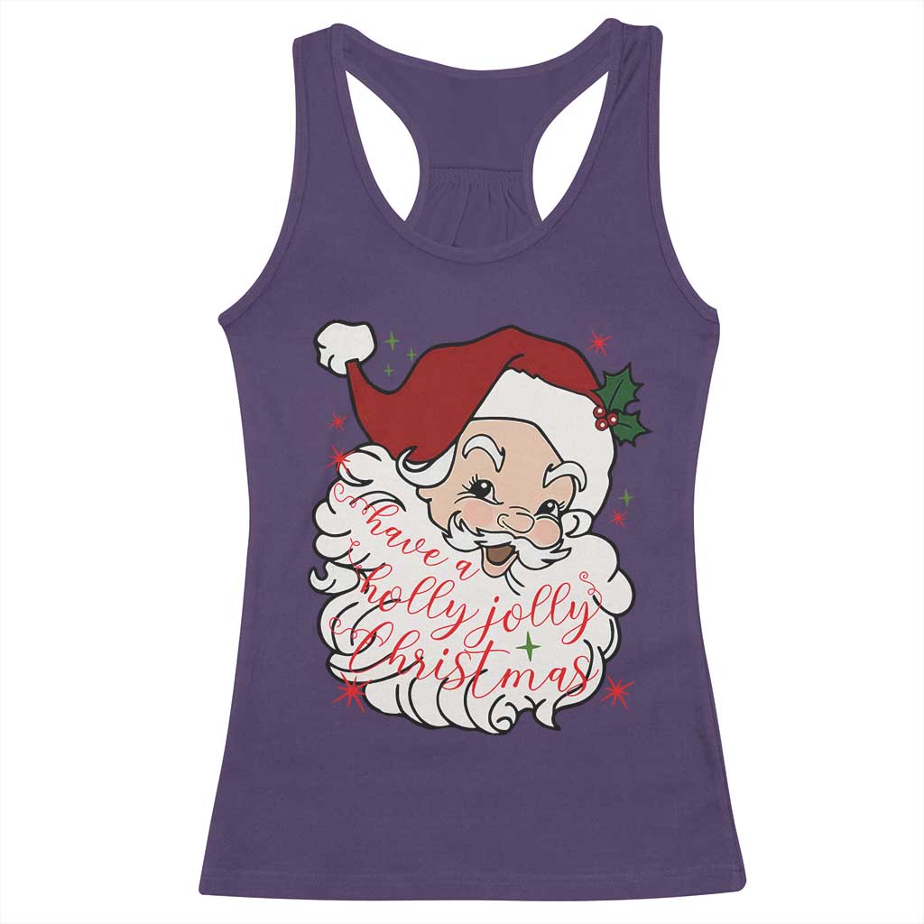 Vintage Christmas Santa Claus Face Xmas Funny Old Fashioned Racerback Tank Top TS02 Purple Print Your Wear
