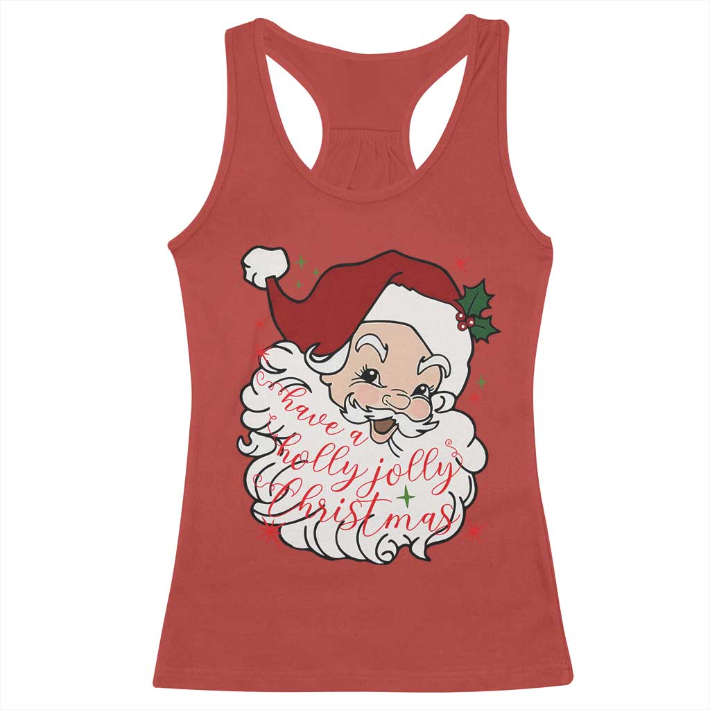 Vintage Christmas Santa Claus Face Xmas Funny Old Fashioned Racerback Tank Top TS02 Red Print Your Wear